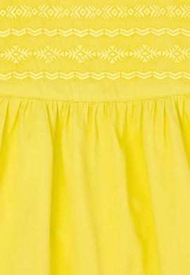 Kız Çocuk Neon Sarı Kolsuz Dokuma Elbise - 50262764031