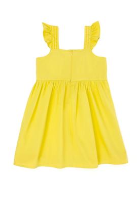 Kız Çocuk Neon Sarı Kolsuz Dokuma Elbise - 50262764031