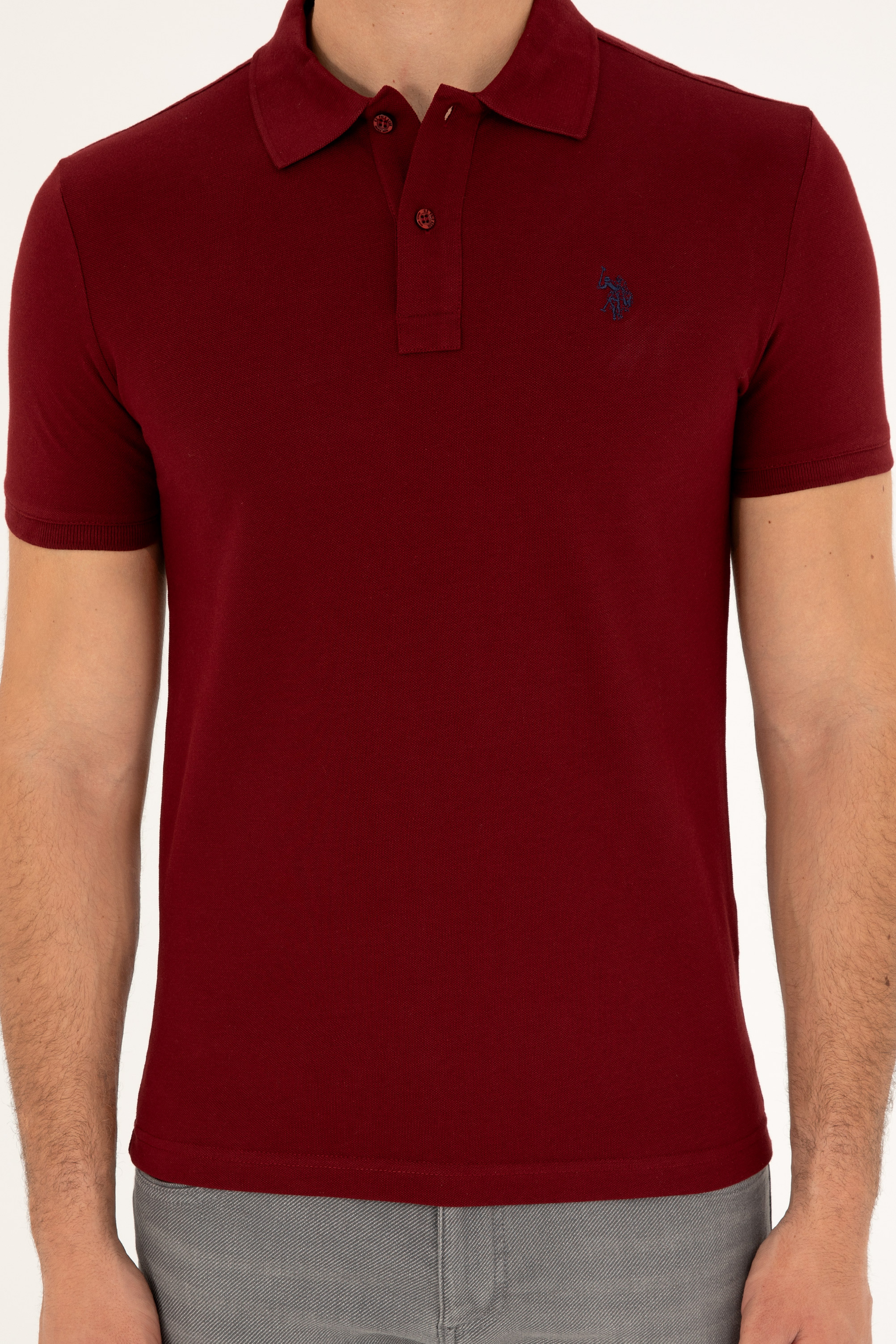Erkek Bordo Basic Tişört - Image 6