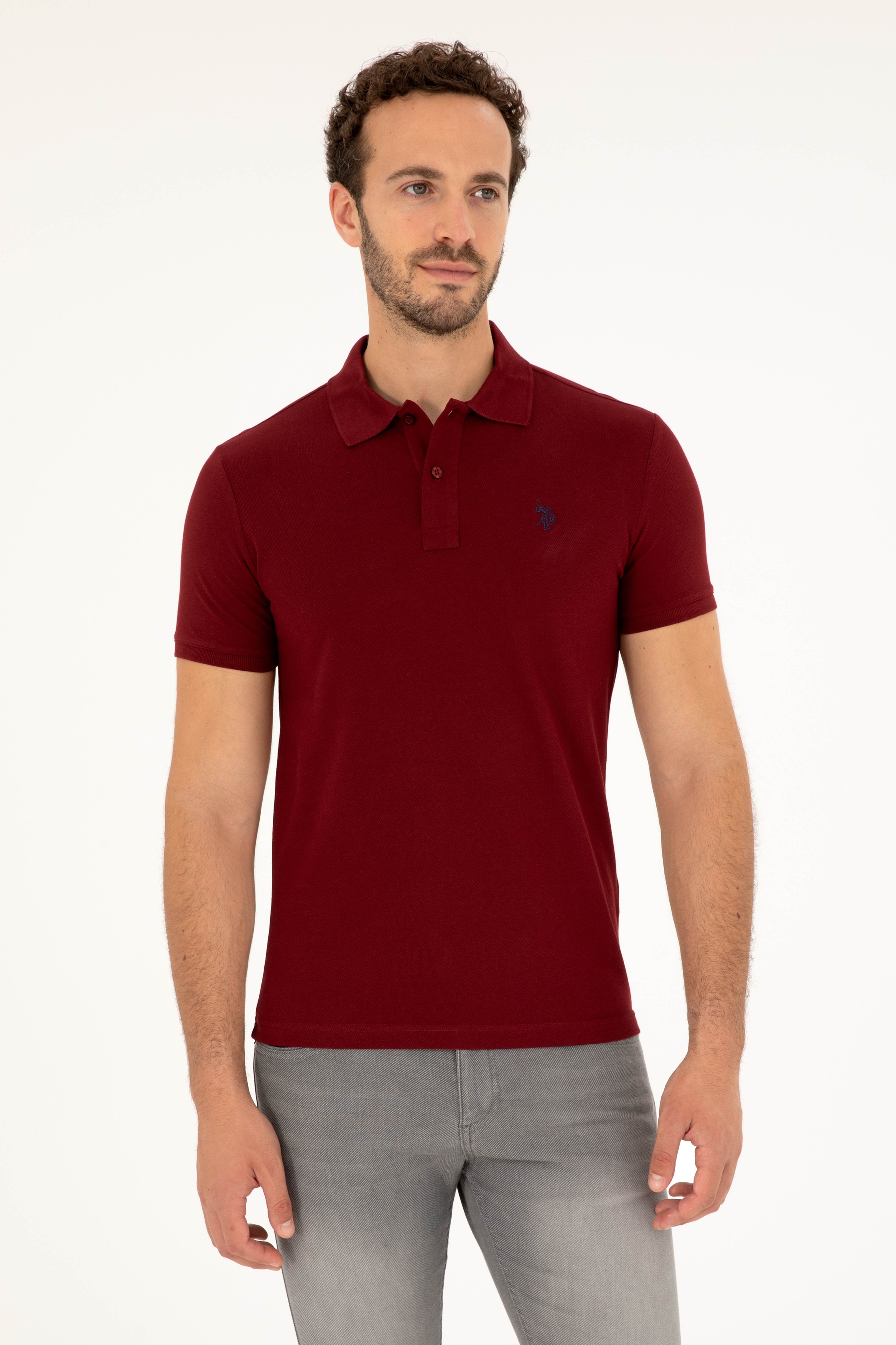 Erkek Bordo Basic Tişört - Image 1