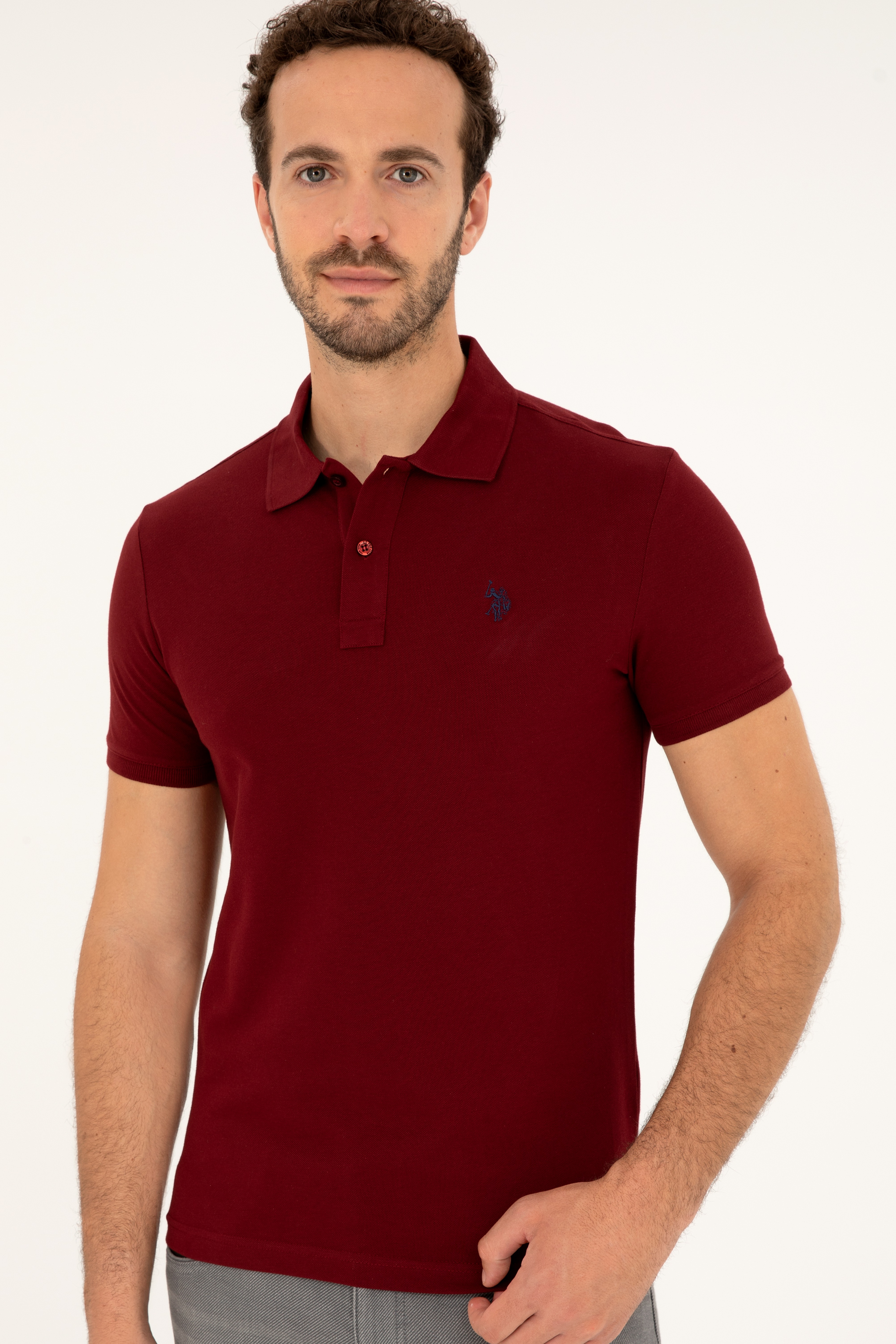 Erkek Bordo Basic Tişört - Image 3