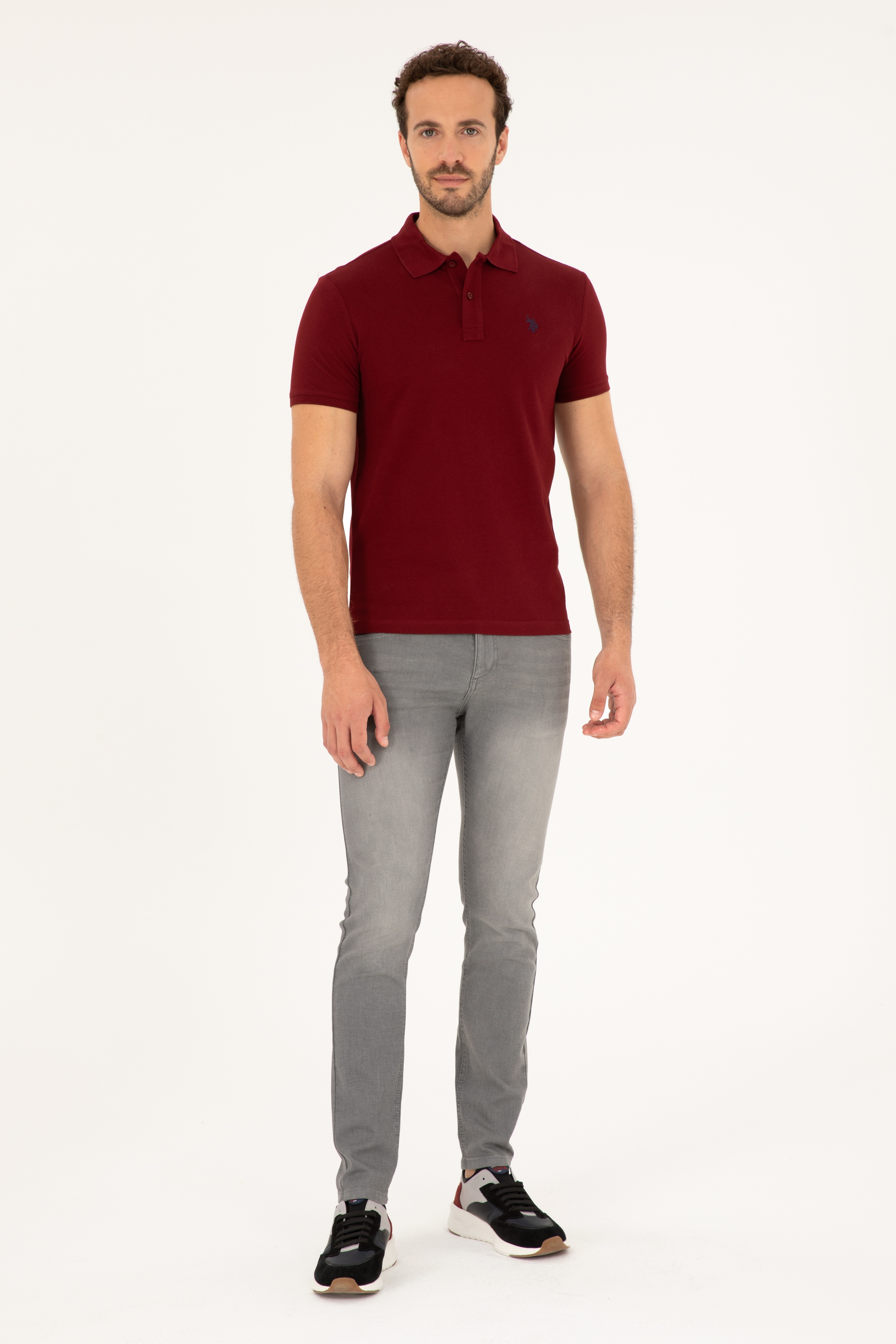 Erkek Bordo Basic Tişört - Image 4