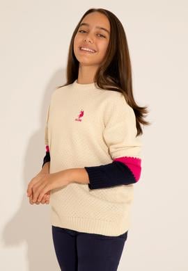 Kız Çocuk Krem Melanj Kazak - 50276992004