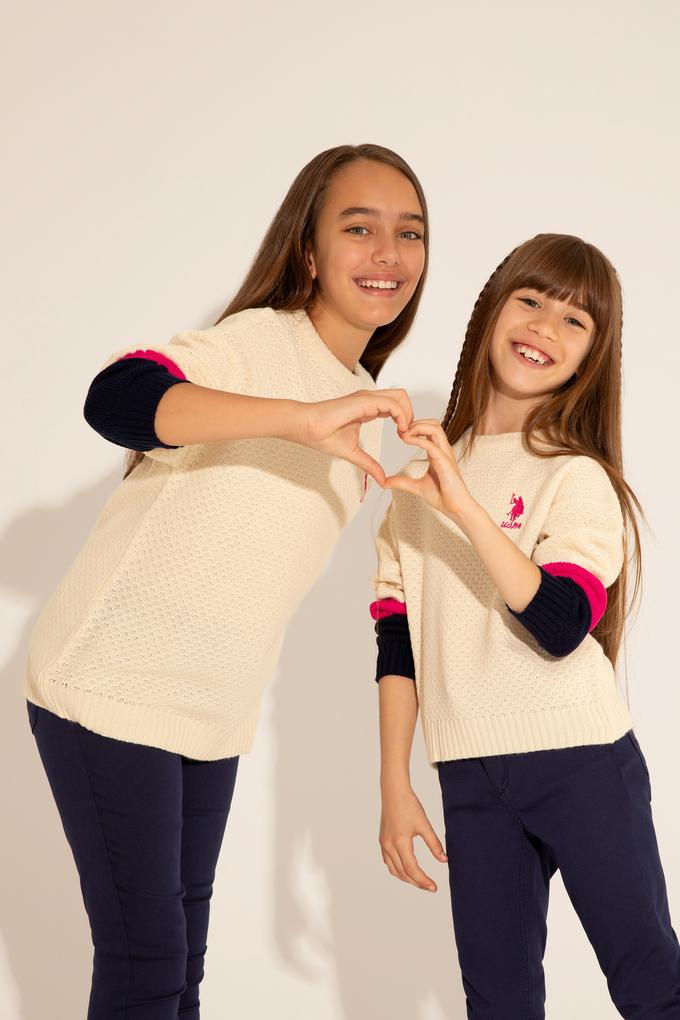 Kız Çocuk Krem Melanj Kazak