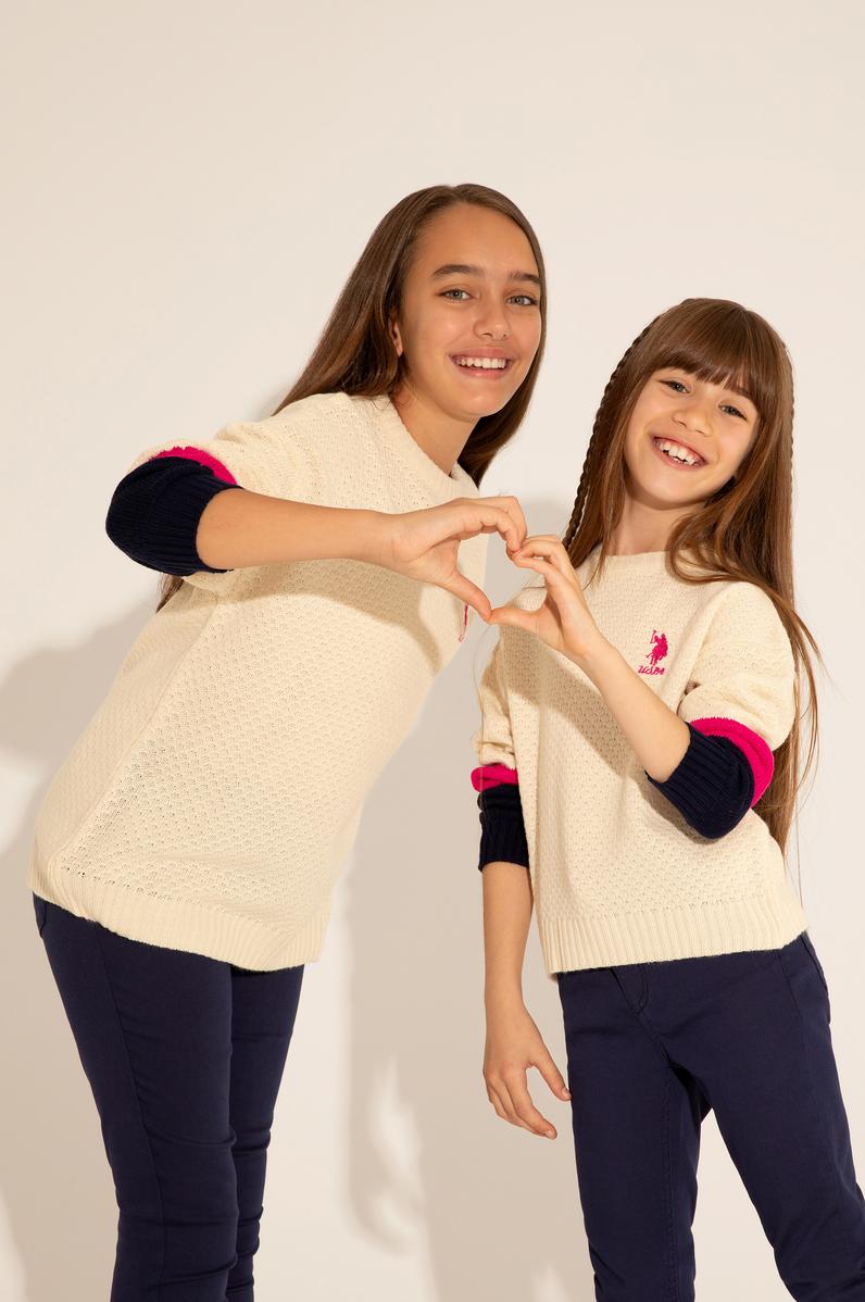 Kız Çocuk Krem Melanj Kazak