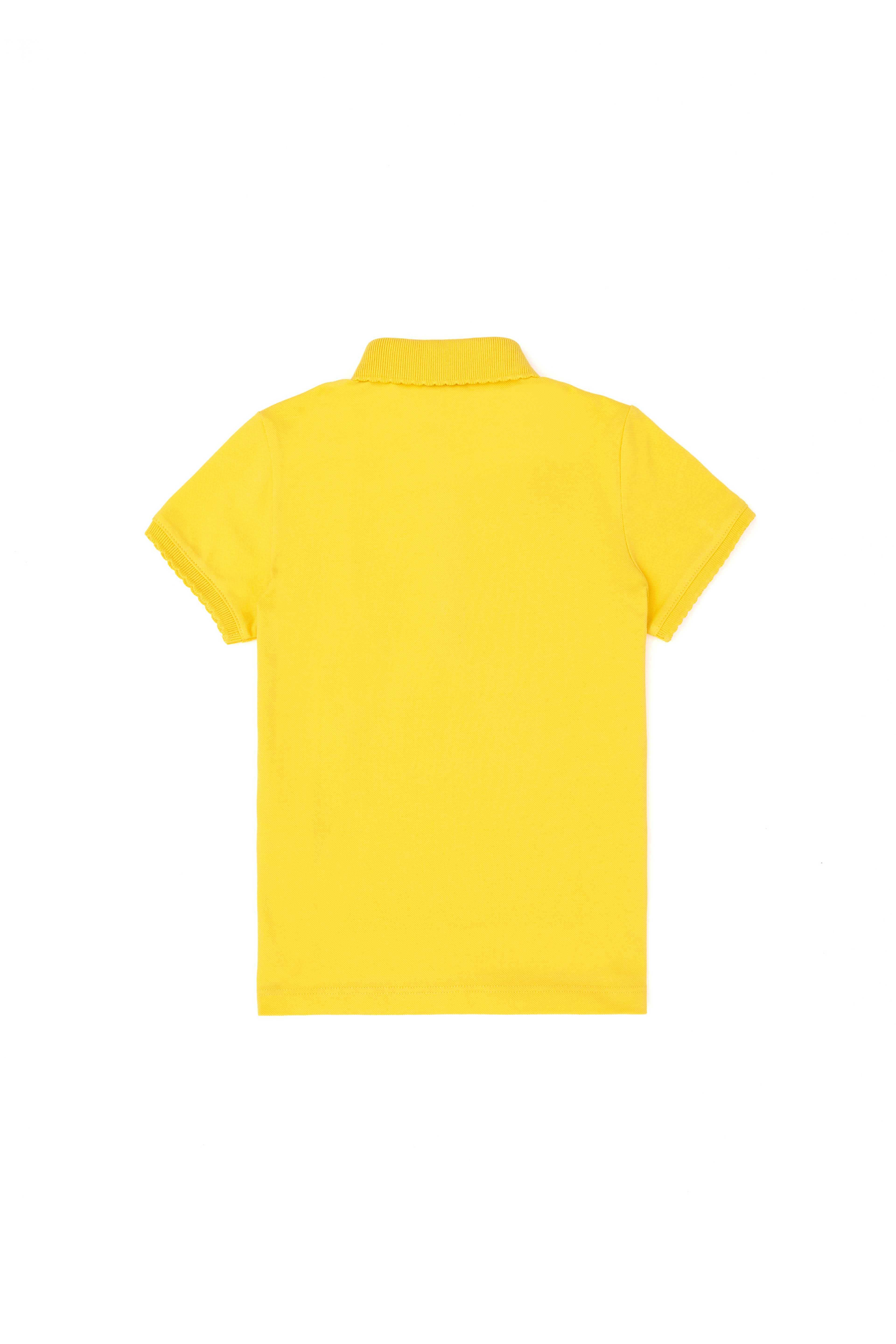 Kız Çocuk Sarı Polo Yaka Basic Tişört - Image 5