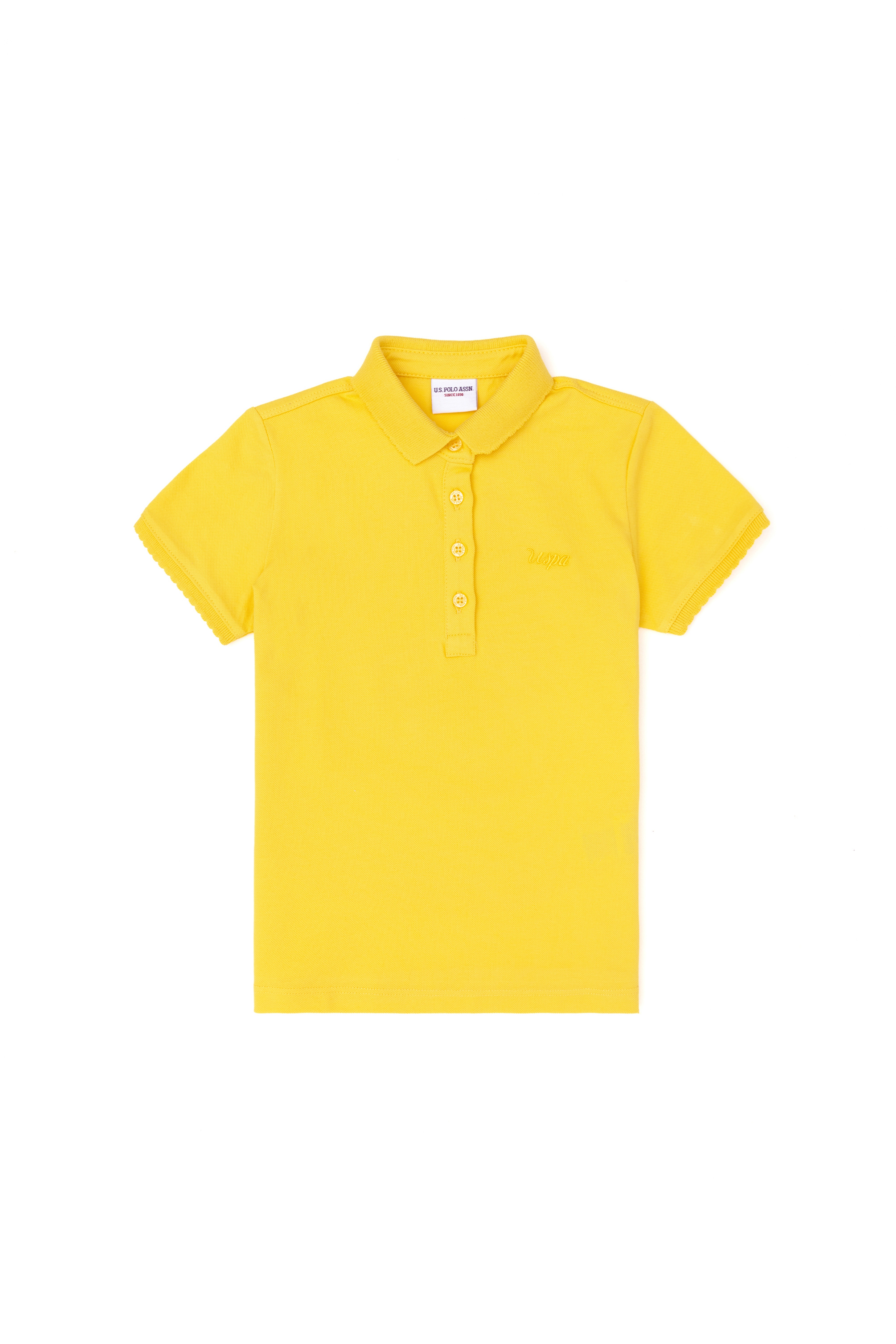 Kız Çocuk Sarı Polo Yaka Basic Tişört - Image 4