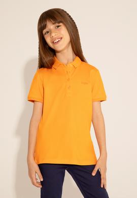 Kız Çocuk Turuncu Polo Yaka Basic Tişört - 50288501050