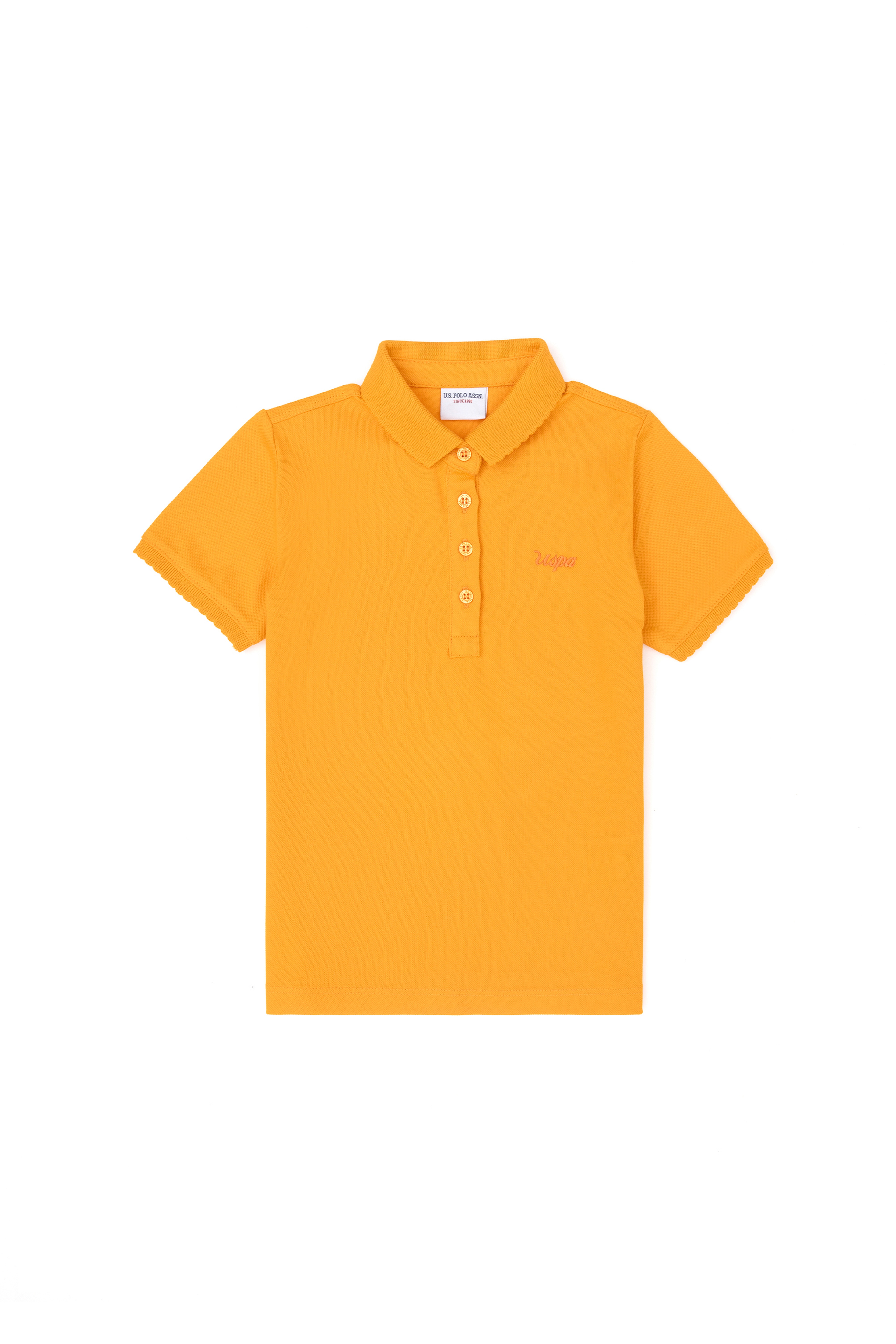 Kız Çocuk Turuncu Polo Yaka Basic Tişört