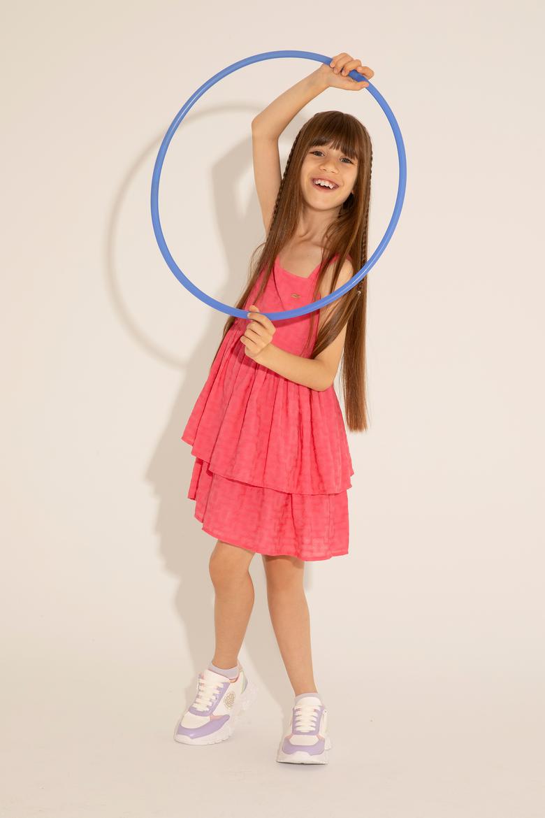 Kız Çocuk Menekşe Kolsuz Dokuma Elbise - 50282958004