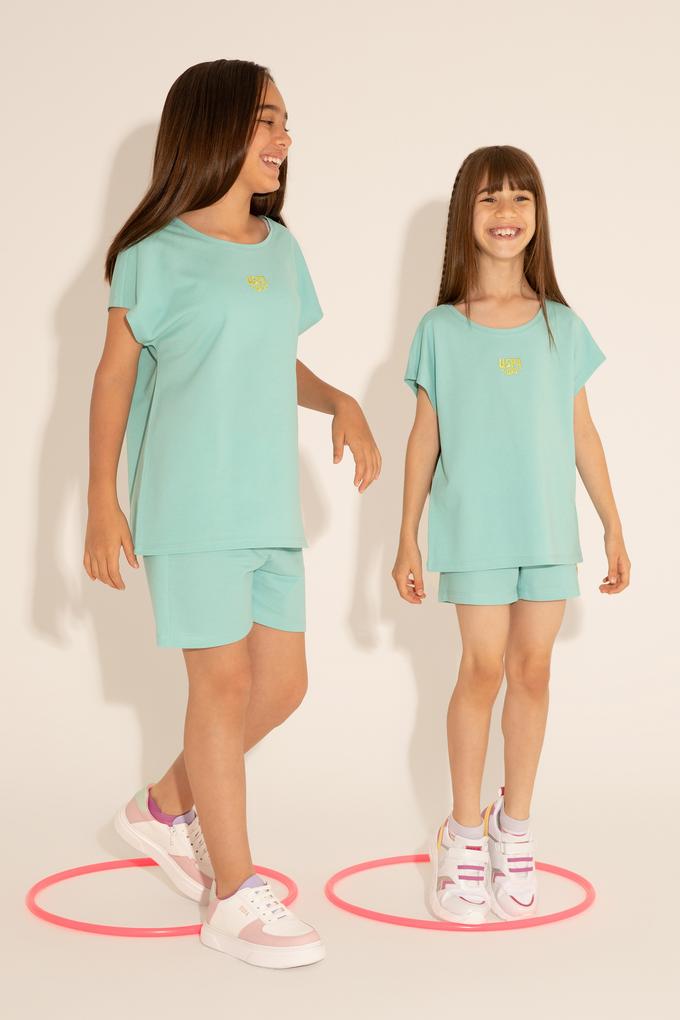 Kız Çocuk Mint Örme Şort