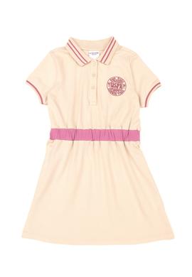 Kız Çocuk Krem Polo Yaka Kısa Kollu Örme Elbise - 50288685001