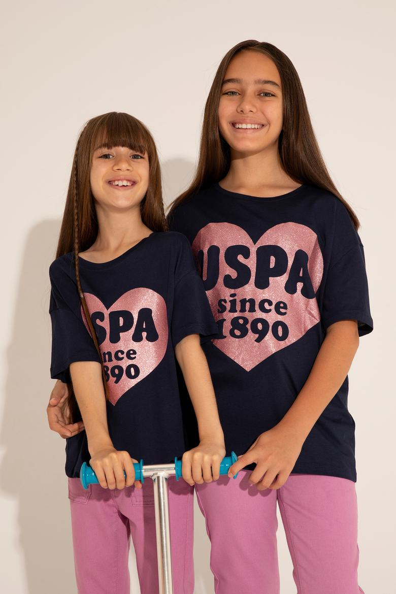 Kız Çocuk Lacivert Bisiklet Yaka Tişört