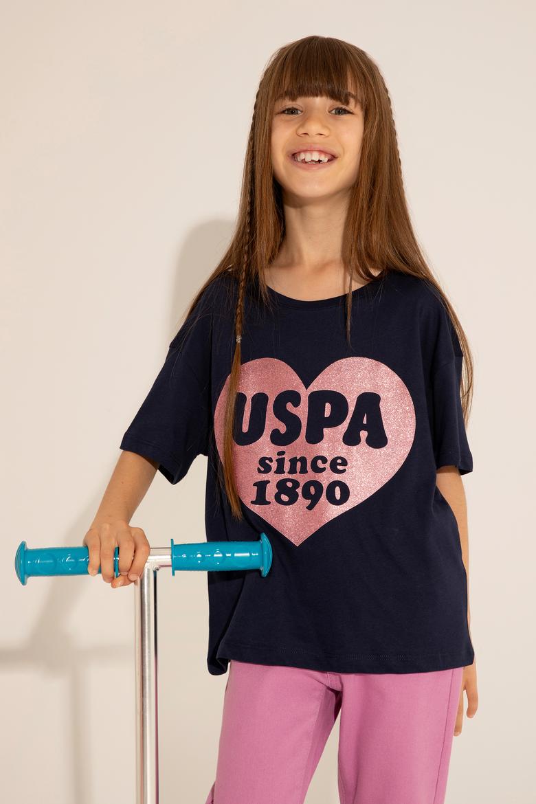 Kız Çocuk Lacivert Bisiklet Yaka Tişört - 50288442023