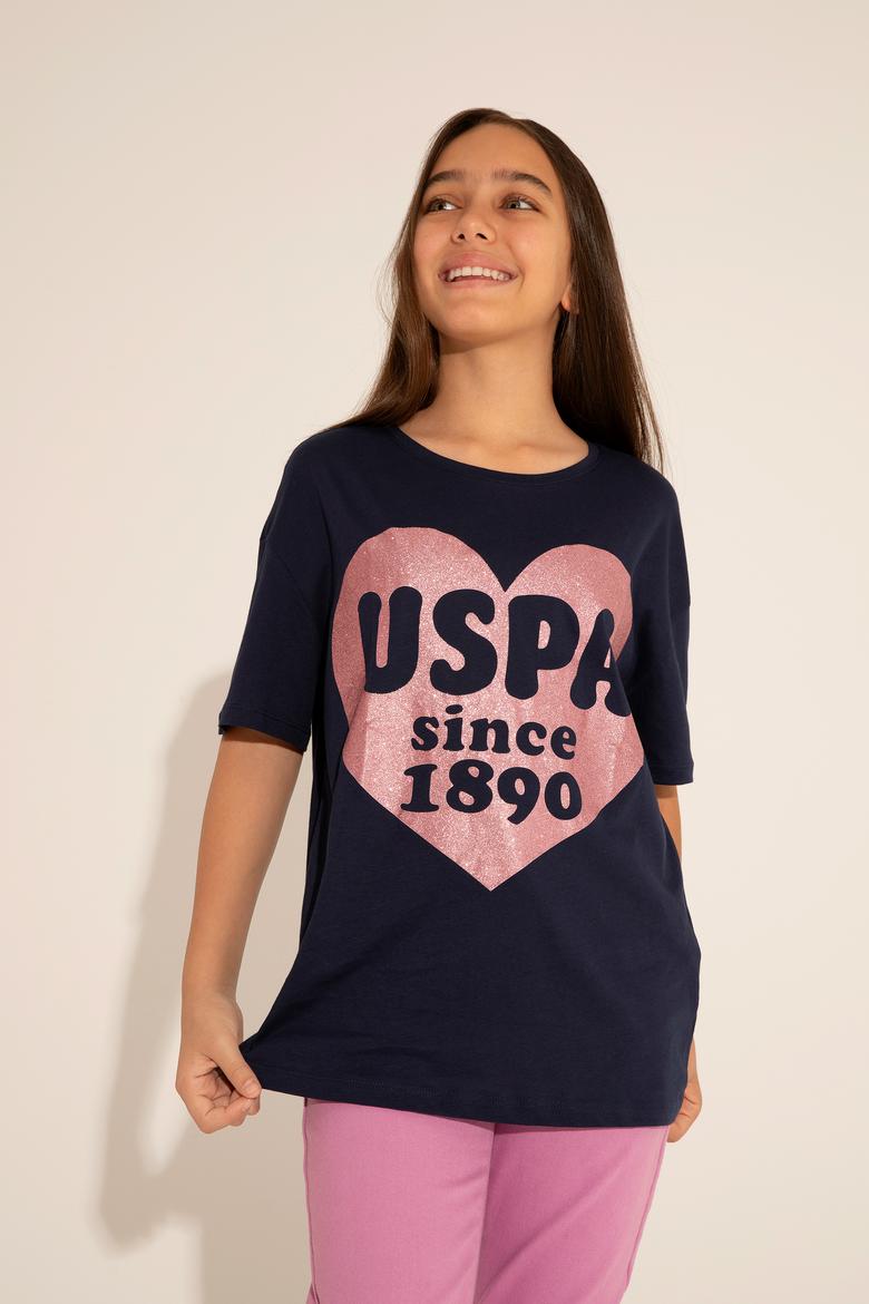 Kız Çocuk Lacivert Bisiklet Yaka Tişört - 50288442023