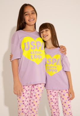 Kız Çocuk Lila Bisiklet Yaka Tişört - 50288442034