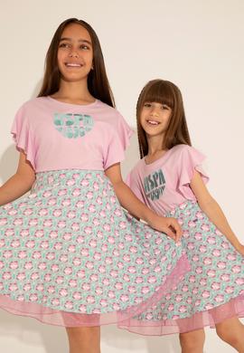 Kız Çocuk Pembe Bisiklet Yaka Tişört - 50288438018