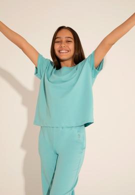 Kız Çocuk Mint Bisiklet Yaka Tişört - 50288124022