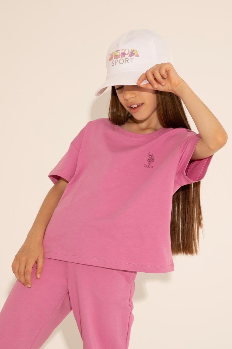 Kız Çocuk Menekşe Bisiklet Yaka Tişört