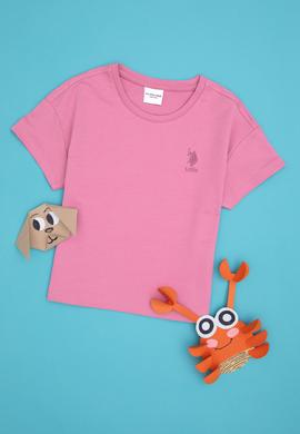 Kız Çocuk Menekşe Bisiklet Yaka Tişört - 50288124029