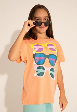 Kız Çocuk Somon Bisiklet Yaka Tişört - 50288453022