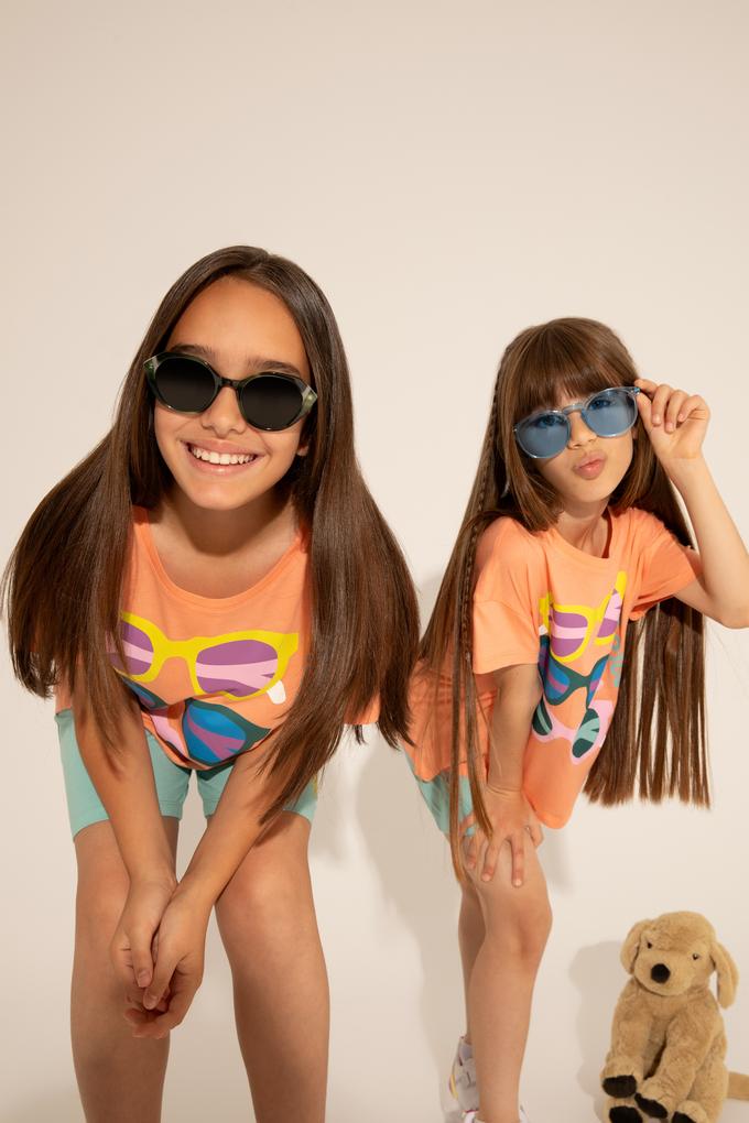 Kız Çocuk Somon Bisiklet Yaka Tişört