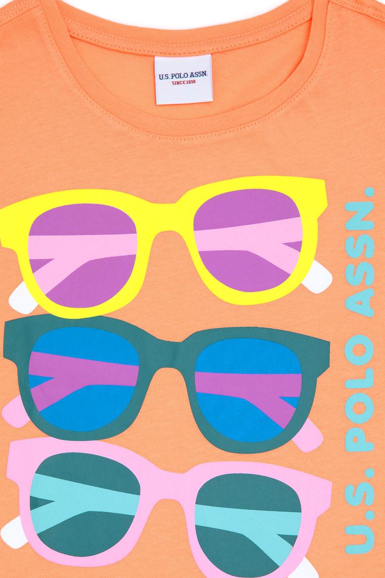 Kız Çocuk Somon Bisiklet Yaka Tişört - 50288453022