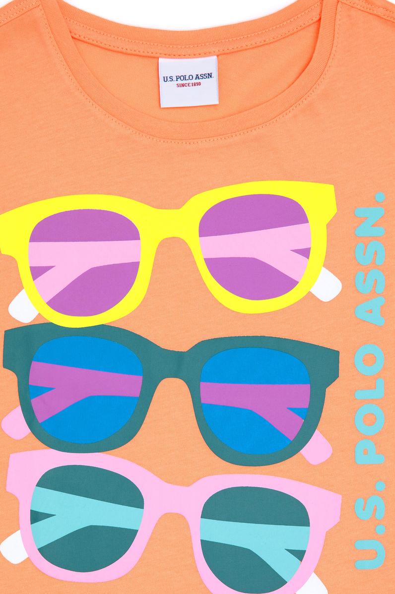 Kız Çocuk Somon Bisiklet Yaka Tişört