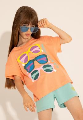 Kız Çocuk Somon Bisiklet Yaka Tişört - 50288453022