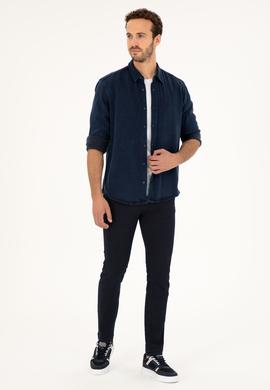 Erkek Koyu Mavi Jean Gömlek - 50281955003