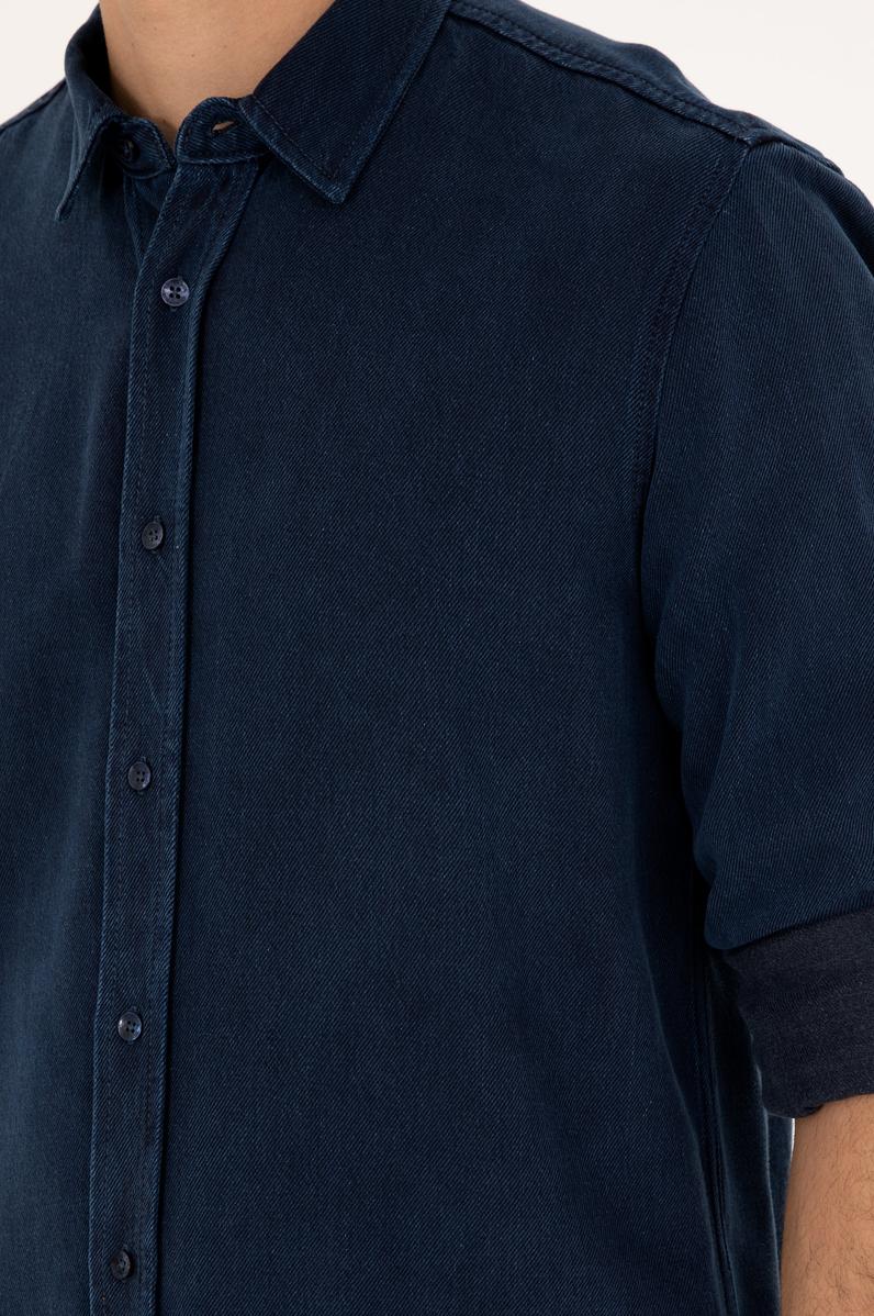 Erkek Koyu Mavi Jean Gömlek