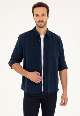 Erkek Koyu Mavi Jean Gömlek - 50281955003