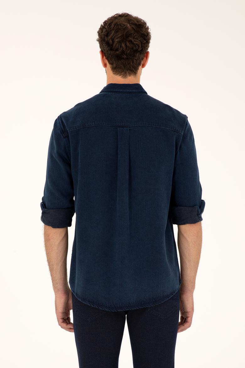 Erkek Koyu Mavi Jean Gömlek - 50281955003
