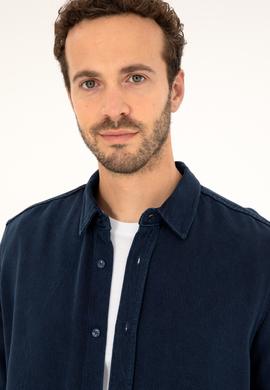 Erkek Koyu Mavi Jean Gömlek - 50281955003