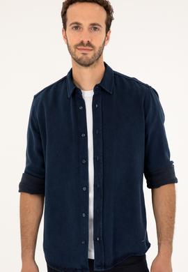 Erkek Koyu Mavi Jean Gömlek - 50281955003