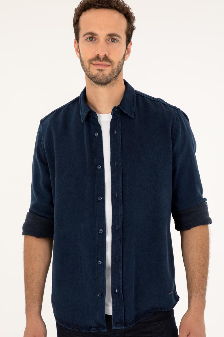 Erkek Koyu Mavi Jean Gömlek - 50281955003