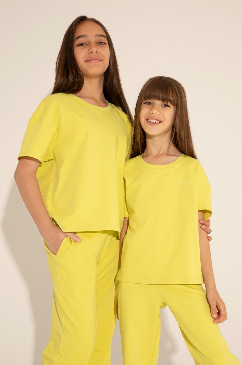 Kız Çocuk Fıstık Bisiklet Yaka Tişört