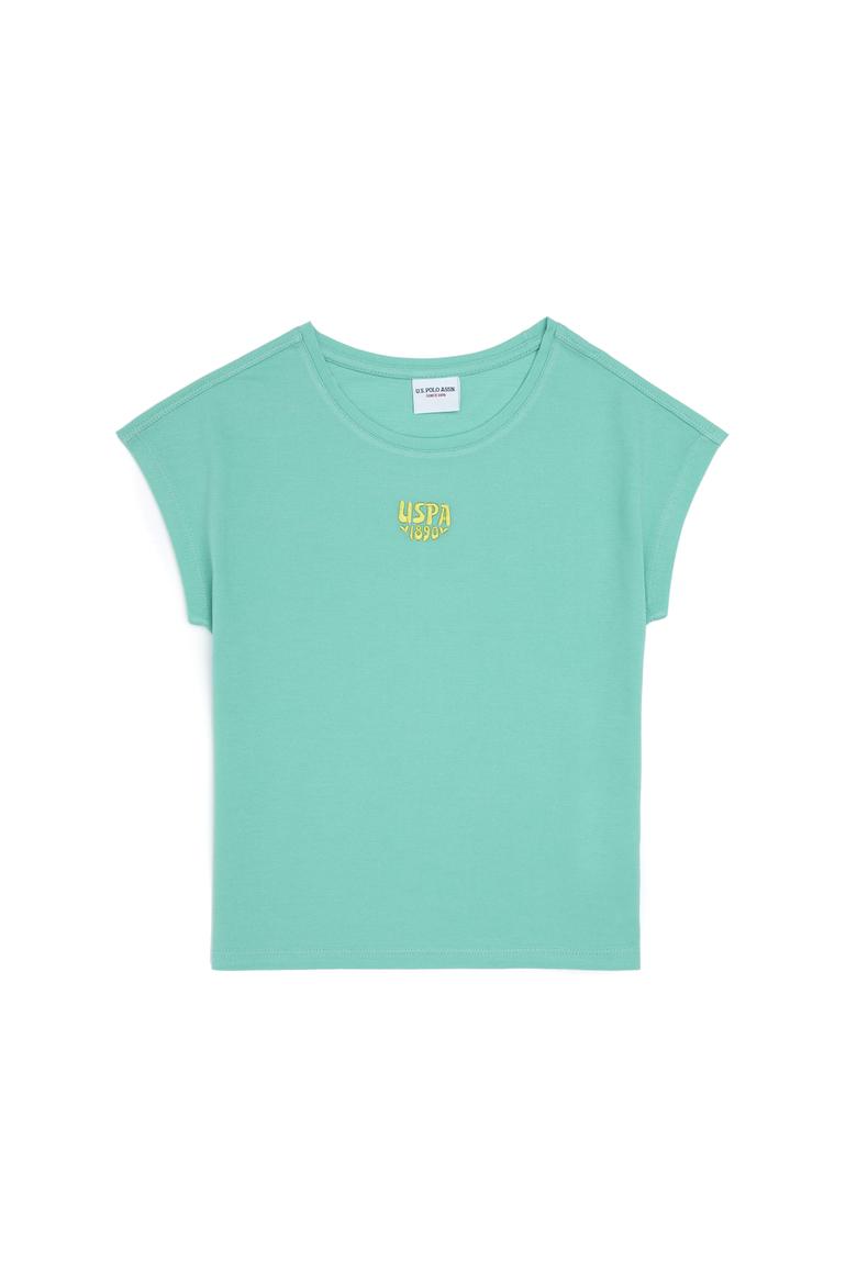 Kız Çocuk Mint Bisiklet Yaka Tişört - 50288133029