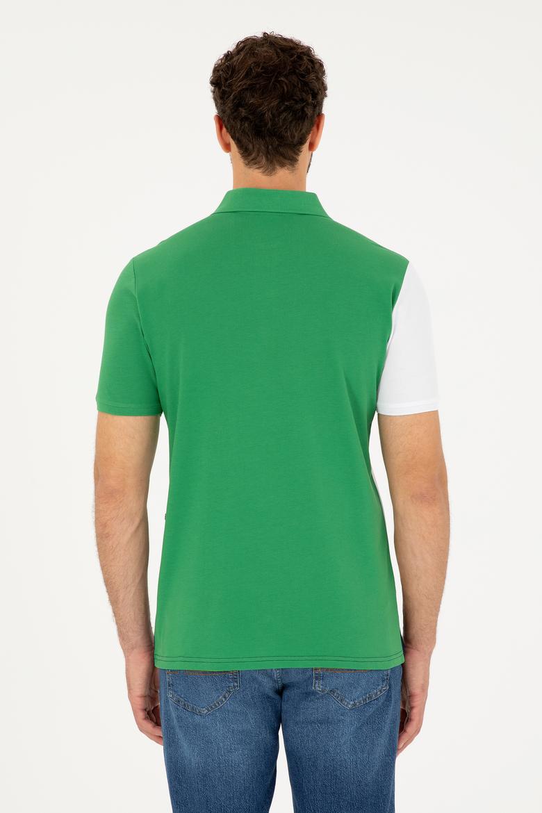 Erkek Regular Fit Polo Yaka Yeşil Tişört - 50281946011