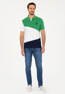 Erkek Regular Fit Polo Yaka Yeşil Tişört - 50281946011