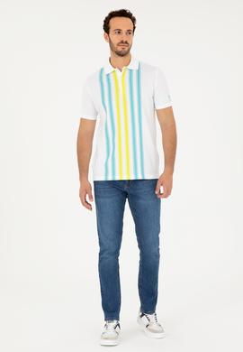 Erkek Regular Fit Polo Yaka Beyaz Tişört - 50281954001