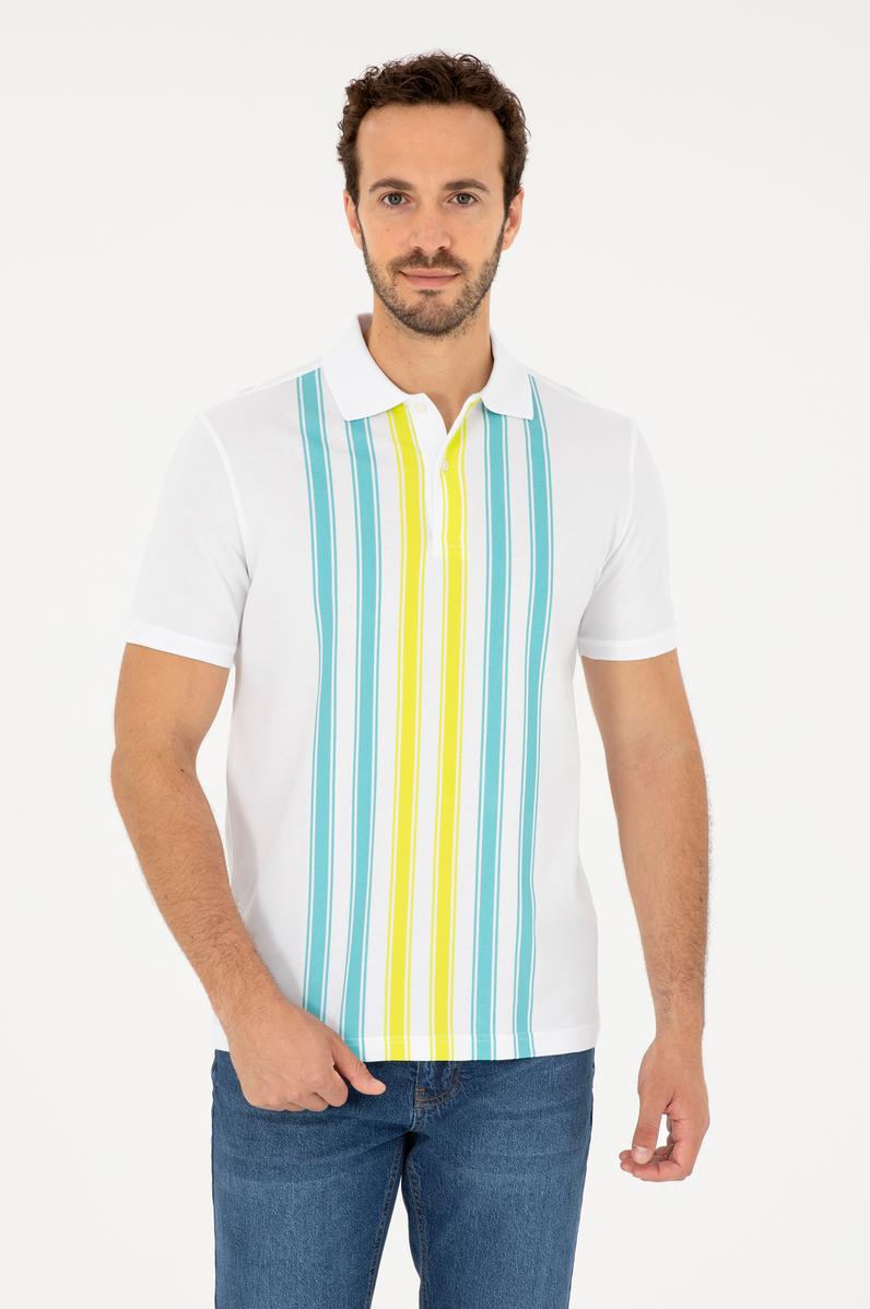 Erkek Regular Fit Polo Yaka Beyaz Tişört