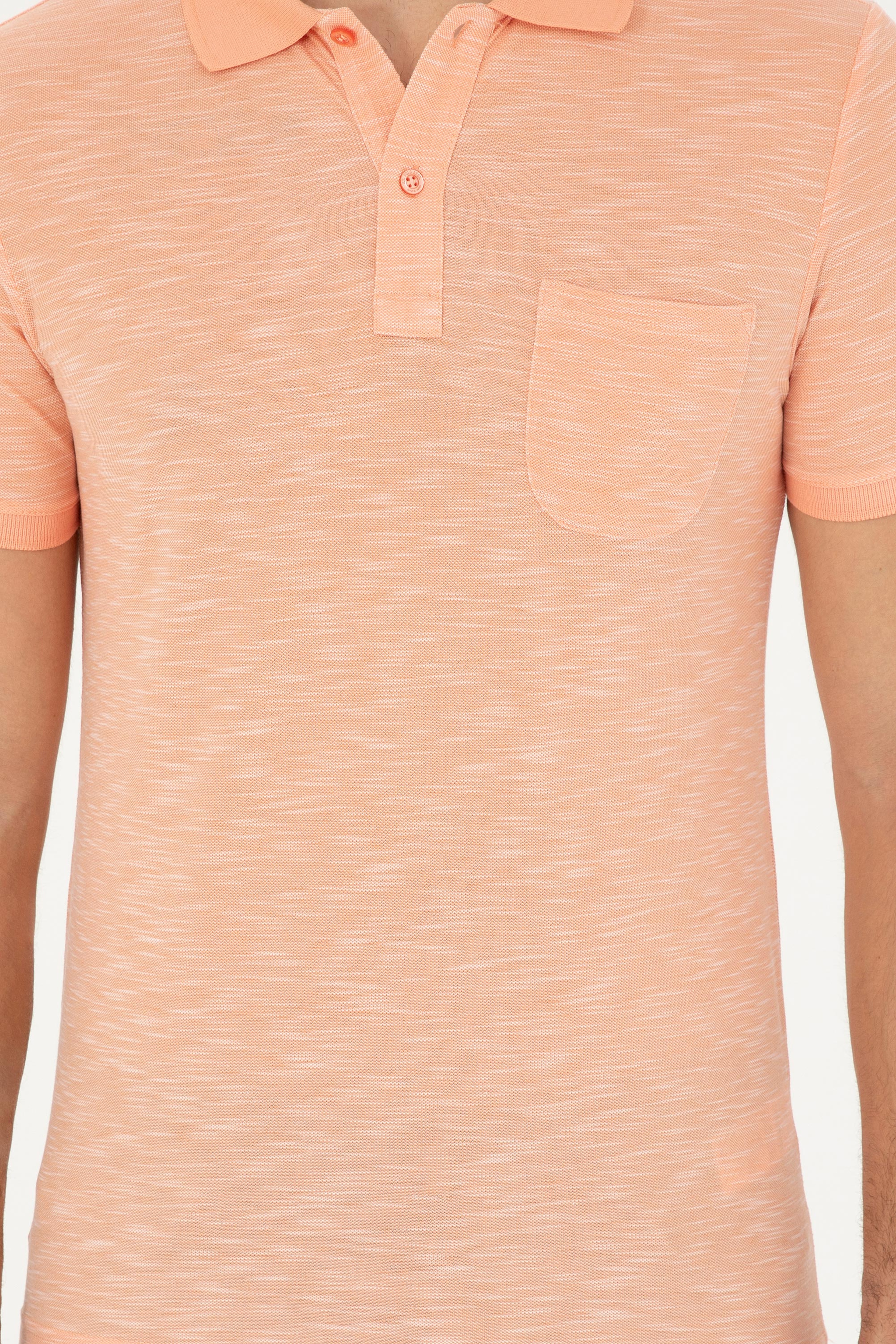 Erkek Slim Fit Polo Yaka Somon Tişört - Image 6