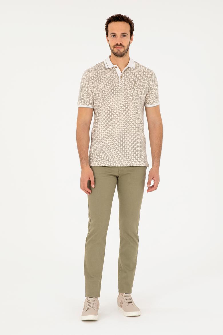 Erkek Regular Fit Polo Yaka Açık Haki Tişört - 50281510029