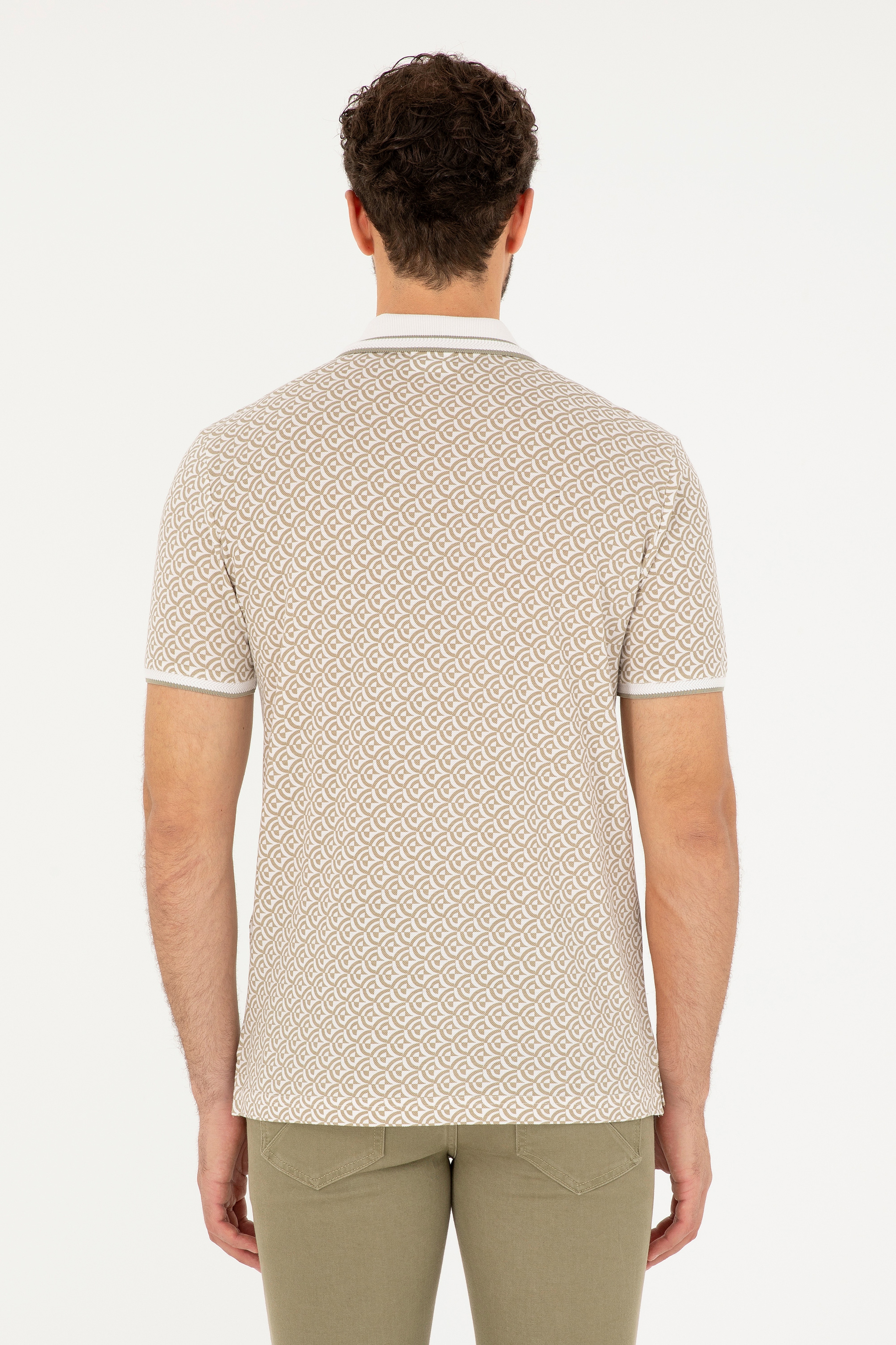 Erkek Regular Fit Polo Yaka Açık Haki Tişört - Image 5