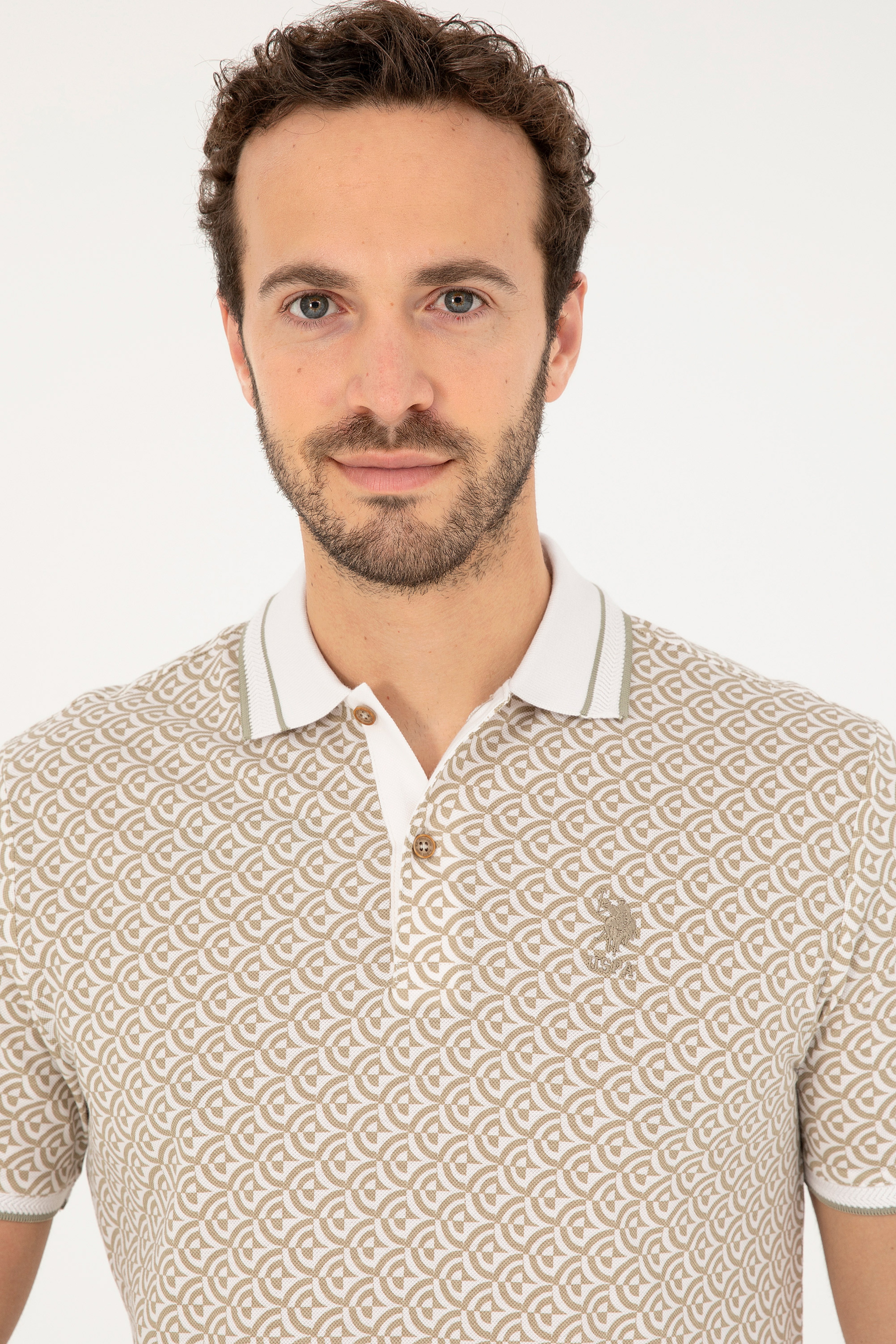 Erkek Regular Fit Polo Yaka Açık Haki Tişört - Image 2