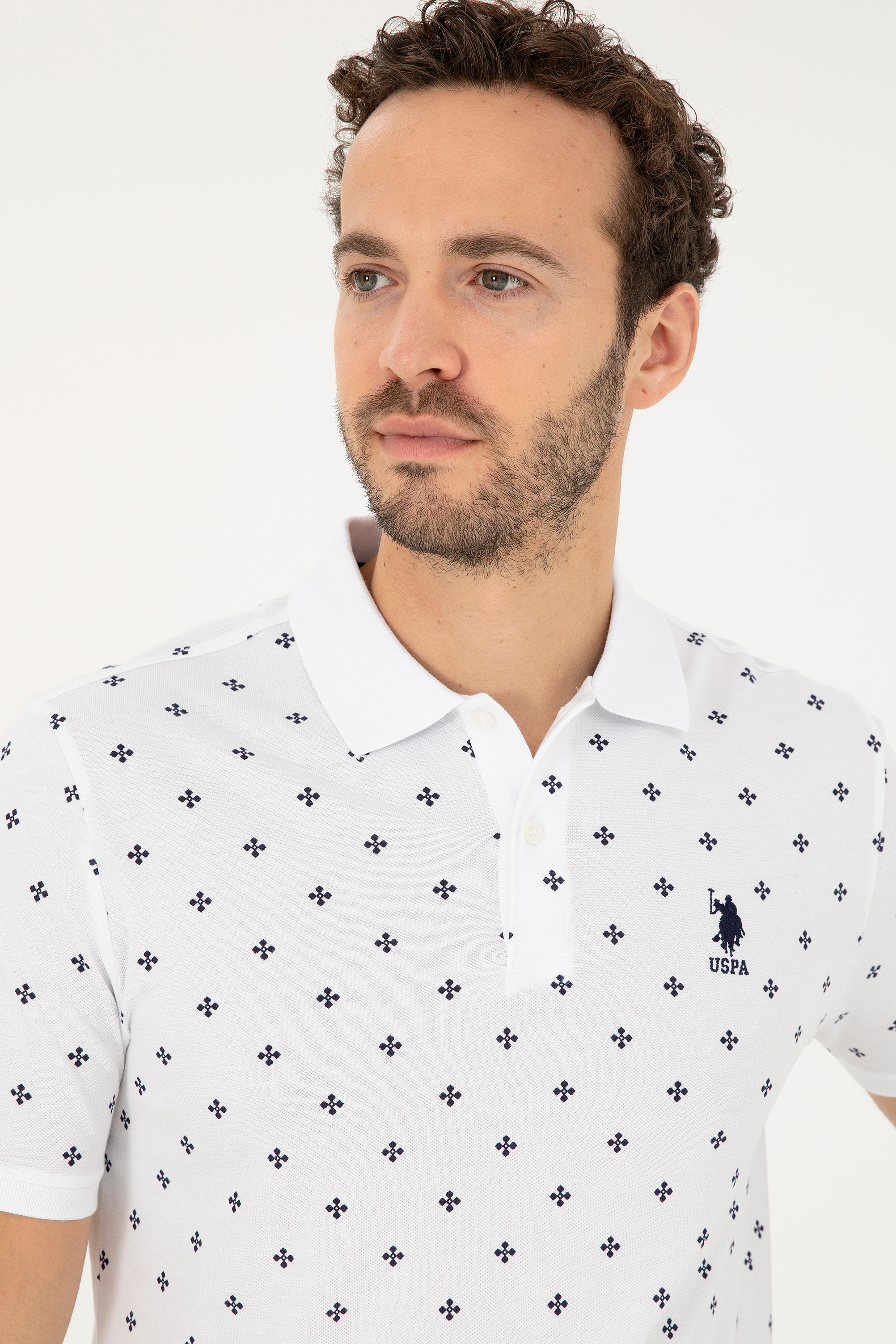 Erkek Regular Fit Polo Yaka Beyaz Tişört - Image 2