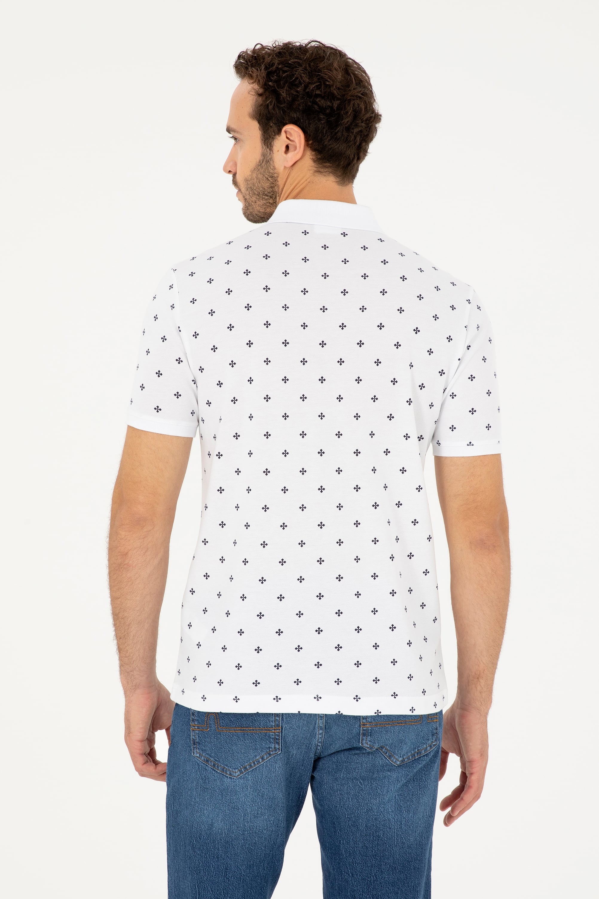 Erkek Regular Fit Polo Yaka Beyaz Tişört