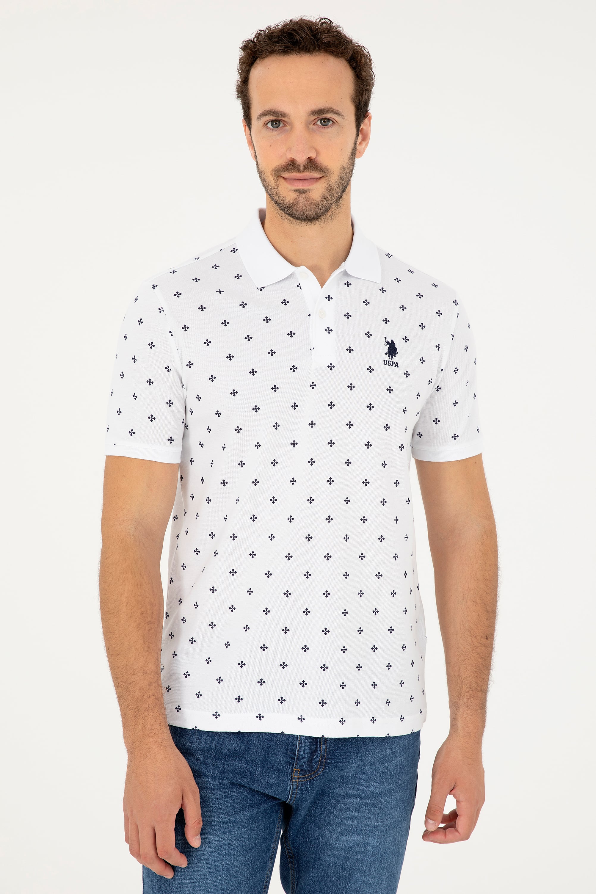 Erkek Regular Fit Polo Yaka Beyaz Tişört - Image 3