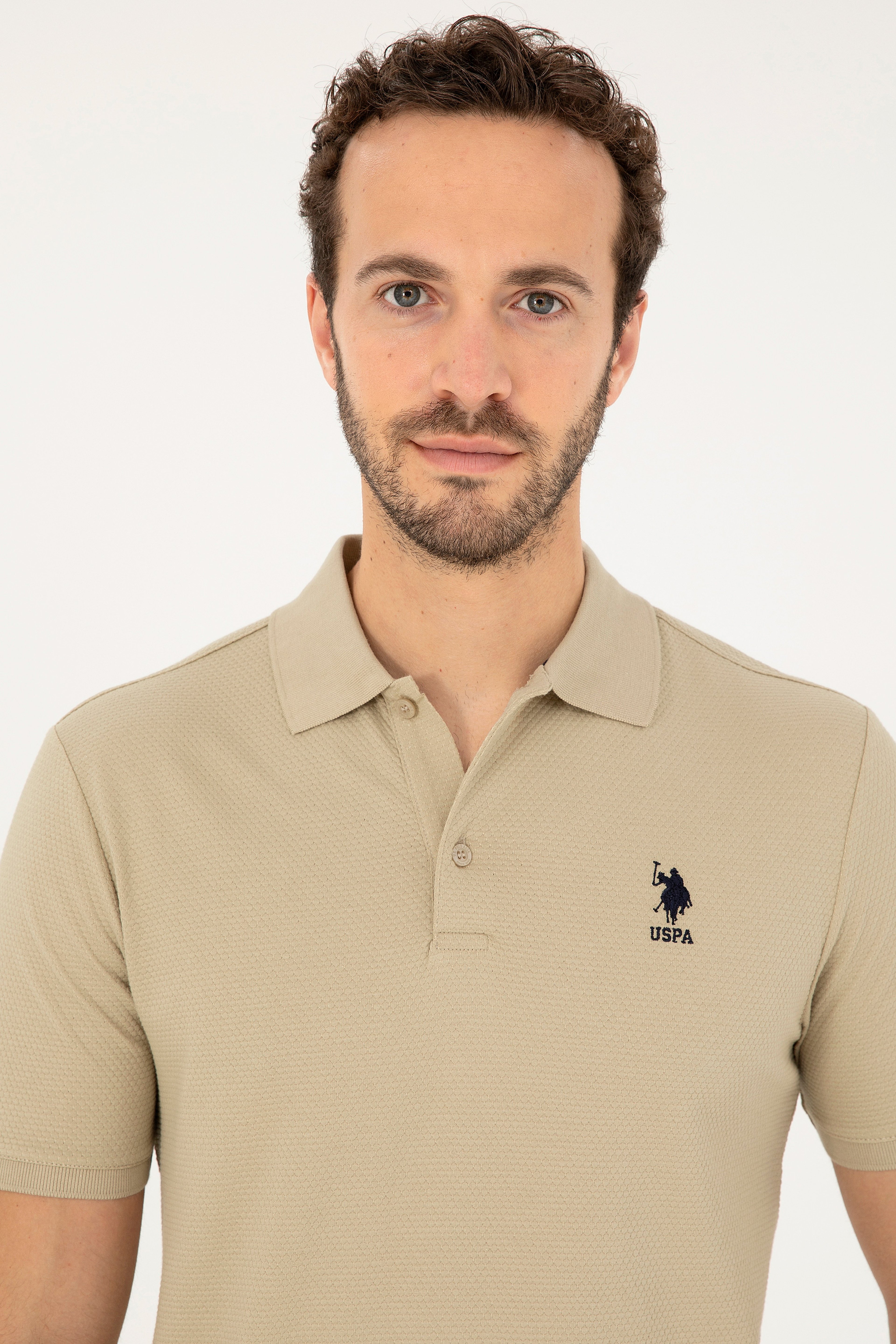 Erkek Regular Fit Polo Yaka Açık Haki Tişört - Image 2
